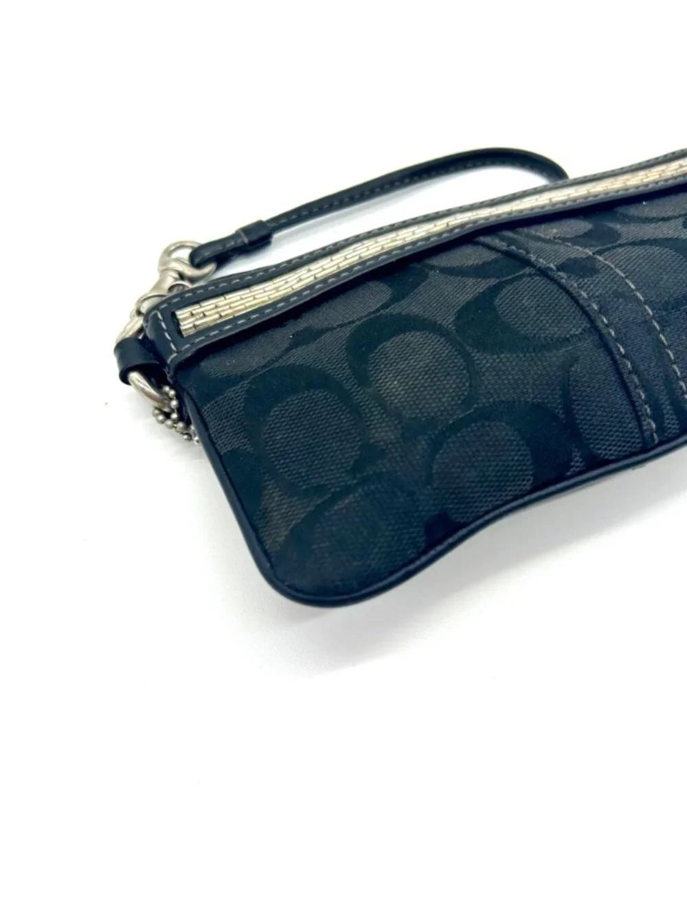 Coach Black Signature Canvas Small Wristlet Wallet